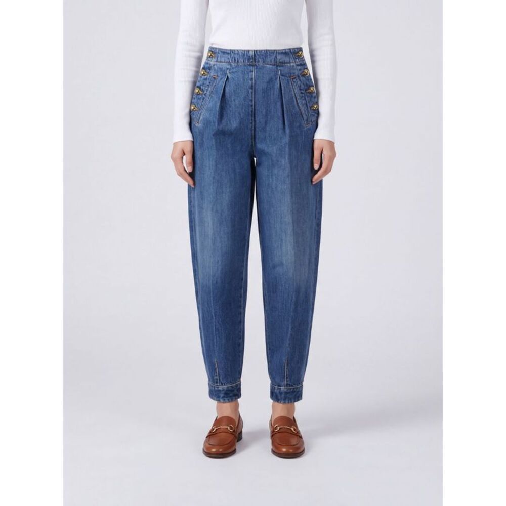 Darkpark Women Darkpark High-Waisted Baggy Jeans In Cotton Denim With Pleats